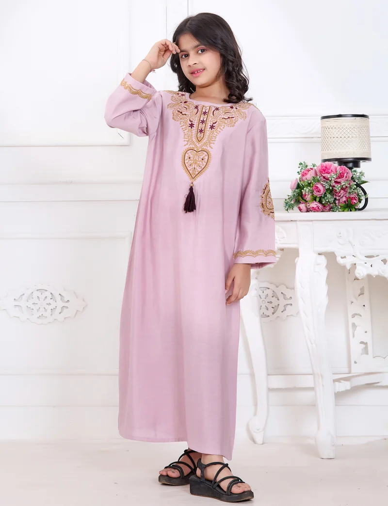 Artemea  SOFT PREMIUM TEXTURED FABRIC WITH GOLDEN THREADEMBROIDERED JALABIYA for Women | Best Price UAE